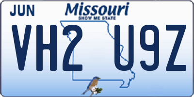 MO license plate VH2U9Z
