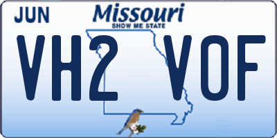 MO license plate VH2V0F
