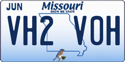 MO license plate VH2V0H