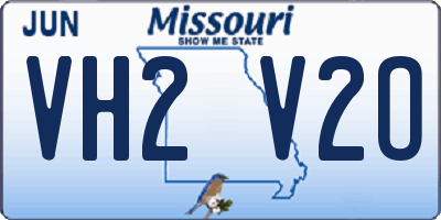 MO license plate VH2V2O