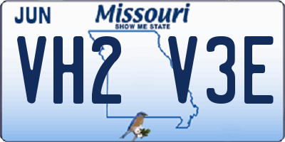 MO license plate VH2V3E