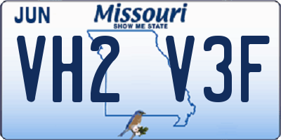 MO license plate VH2V3F