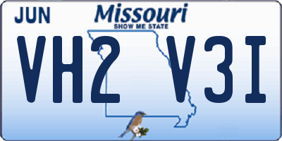 MO license plate VH2V3I