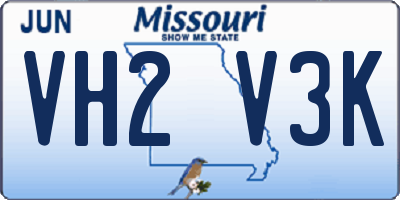MO license plate VH2V3K