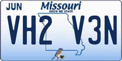 MO license plate VH2V3N