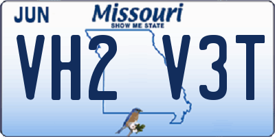 MO license plate VH2V3T