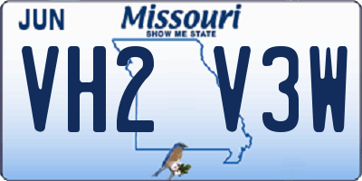 MO license plate VH2V3W