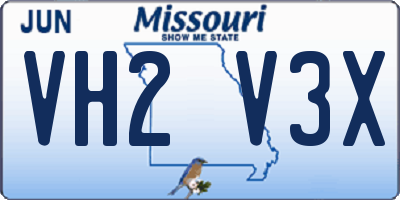 MO license plate VH2V3X