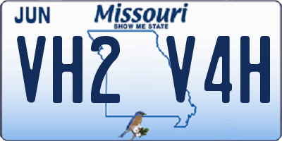 MO license plate VH2V4H