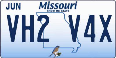 MO license plate VH2V4X