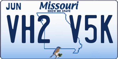 MO license plate VH2V5K