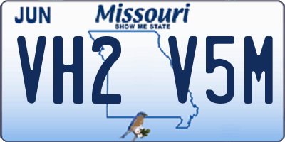 MO license plate VH2V5M