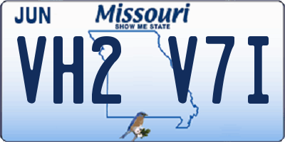 MO license plate VH2V7I