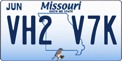 MO license plate VH2V7K