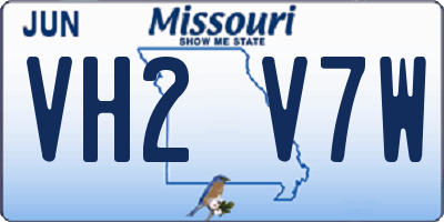 MO license plate VH2V7W