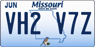 MO license plate VH2V7Z