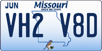 MO license plate VH2V8D