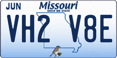 MO license plate VH2V8E