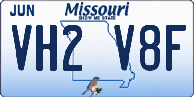 MO license plate VH2V8F