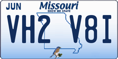MO license plate VH2V8I