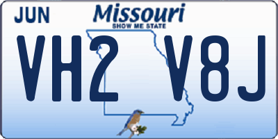 MO license plate VH2V8J