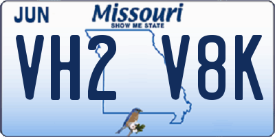 MO license plate VH2V8K