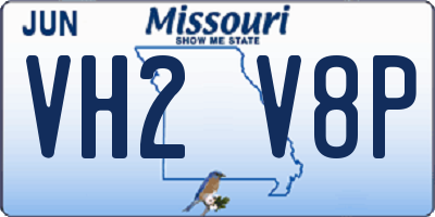 MO license plate VH2V8P