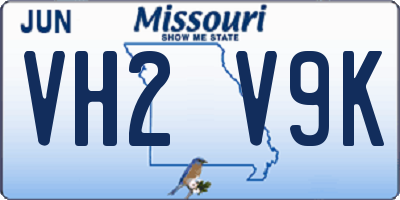 MO license plate VH2V9K