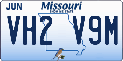 MO license plate VH2V9M