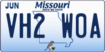 MO license plate VH2W0A