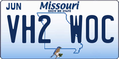 MO license plate VH2W0C
