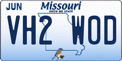 MO license plate VH2W0D
