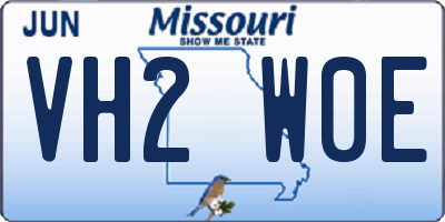 MO license plate VH2W0E