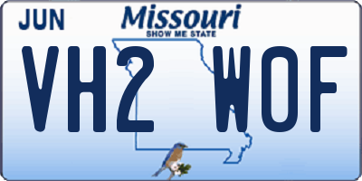 MO license plate VH2W0F