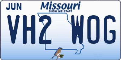 MO license plate VH2W0G
