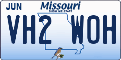 MO license plate VH2W0H