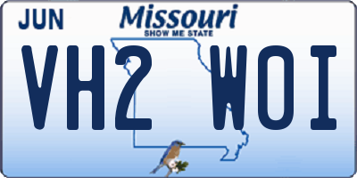 MO license plate VH2W0I
