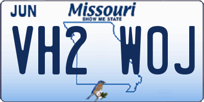 MO license plate VH2W0J