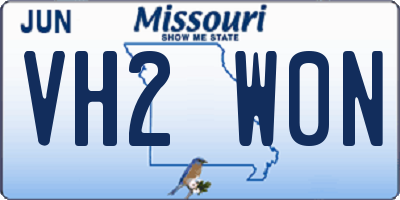 MO license plate VH2W0N