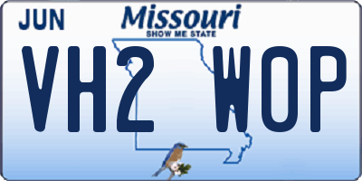MO license plate VH2W0P