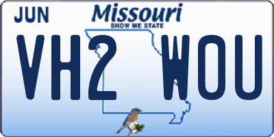 MO license plate VH2W0U
