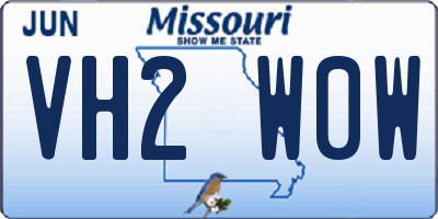 MO license plate VH2W0W