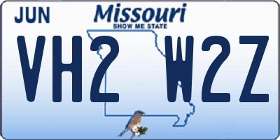 MO license plate VH2W2Z