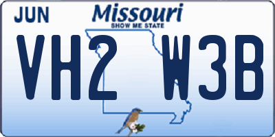 MO license plate VH2W3B
