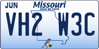 MO license plate VH2W3C