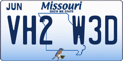 MO license plate VH2W3D