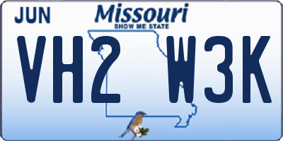 MO license plate VH2W3K