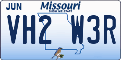MO license plate VH2W3R