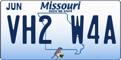 MO license plate VH2W4A