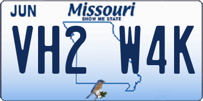 MO license plate VH2W4K